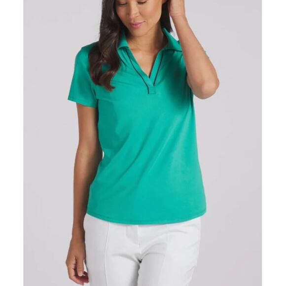 Puma Women's Sparkling Green CLOUDSPUN Piped Golf Polo Shirt Size M - Picture 1 of 6